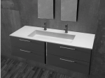 Plan vasque lavabo sur mesure : L 100 à 201 x P 40 à 51 cm, finition lisse mate, 10 couleurs au choix, Anti bactérien, résine Akrytan® teinté dans la masse, Livraison Offerte.